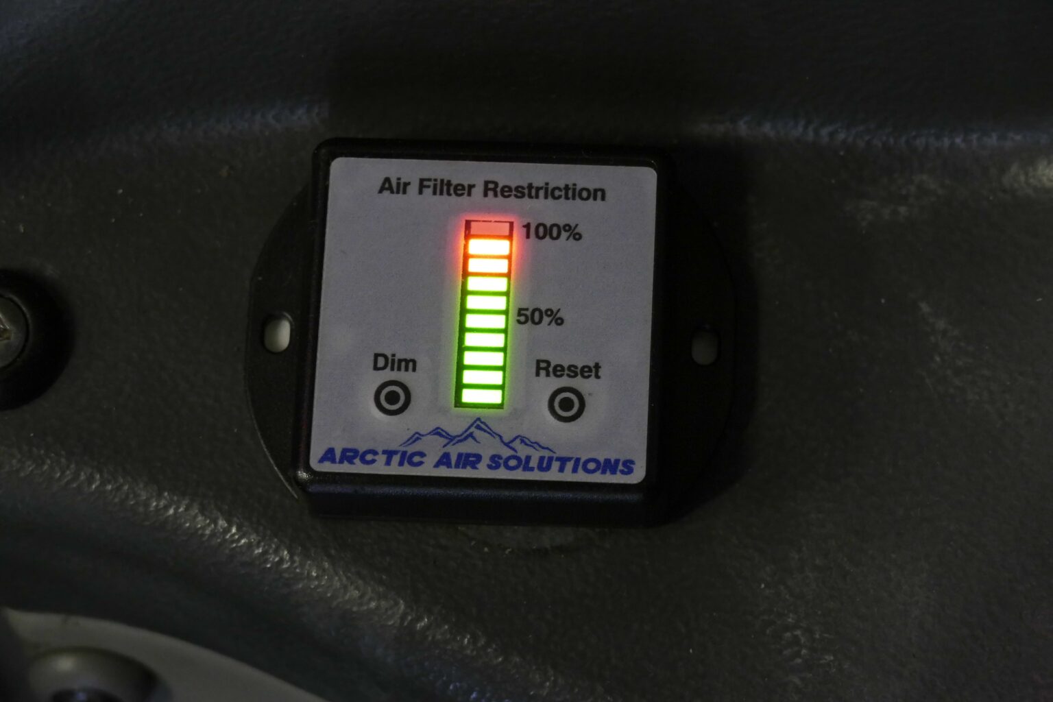 Filter Restriction Monitoring LED display shows low air flow/blocked