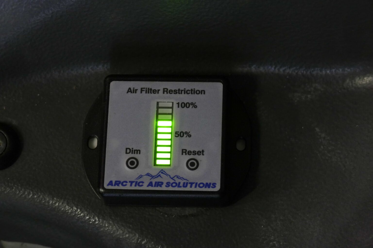 Filter Restriction Monitoring LED display shows low air flow/blocked